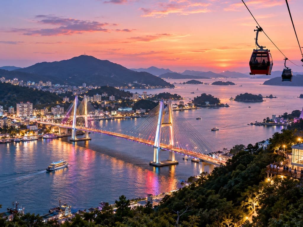여수 앞바다와 도심 야경이 이어지는 풍경